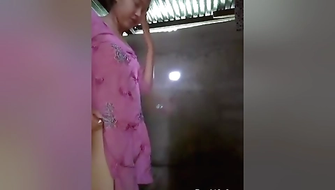 Cute Indian Girl Bathing Selfie