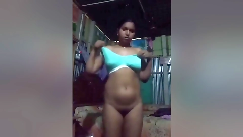 Today Exclusive- Desi Village Girl Showing Her Boobs And Pussy To Lover 1