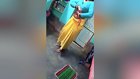 Today Exclusive- Boudi Wearing Cloths After Bathing