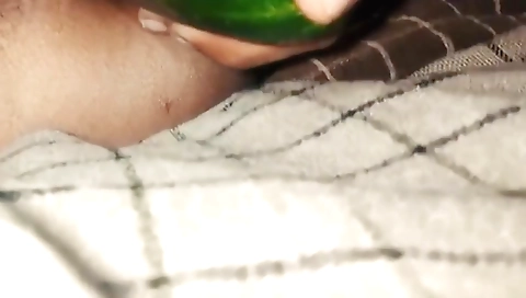 Solo Indian teen 18+ Girl Masturbates With Brinjal