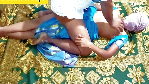 In Green Colour Sari Desi Indian Wife Doggy Style Fuking