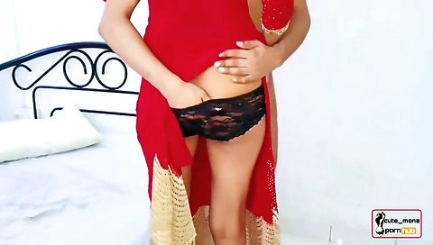 Honey Moon And Cute Mona In With Hot Wife In Sexy Red Dress -1